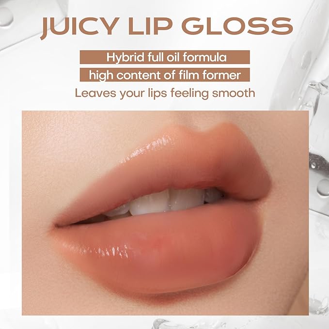 Mistine Lip Gloss Lip Oil Lip Plumber Non-sticky Tinted Lip Gloss for Women Infused with 1% Peptide Finish Lip Tint Hydrating Lip Stain Lightweight Feeling J01 Until Sunset 0.1 fl oz