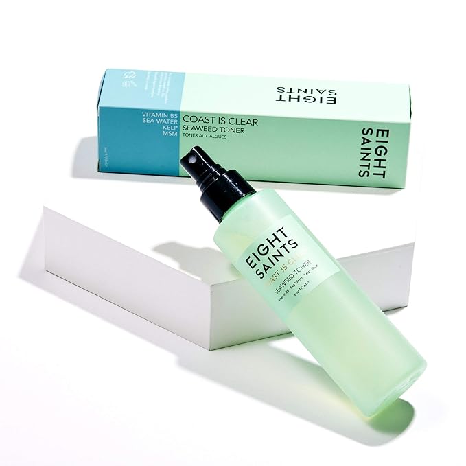 Eight Saints Coast is Clear Seaweed Anti Aging Face Toner, Alcohol Free Toner for Face, Minimizes Large Pores and Redness, with Witch Hazel, Sea Water, and Kelp, 6 Ounces