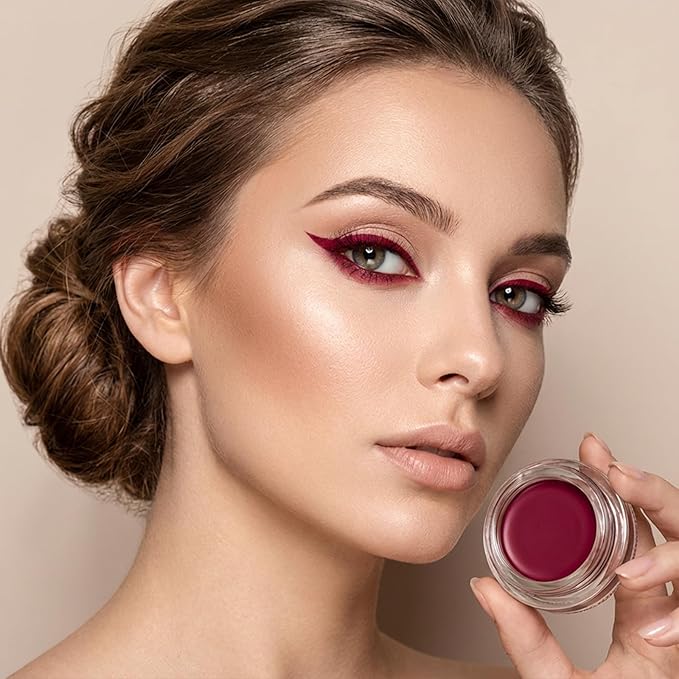 Erinde Burgundy Gel Eyeliner, Waterproof Cream Eyeliner Gel Pot, High-Intensity Pigments Long Lasting Smudge Proof Eye Liner Eyebrow Makeup, Waterline Matte Eye Liner with 2PCS Brushes, B09 Burgundy