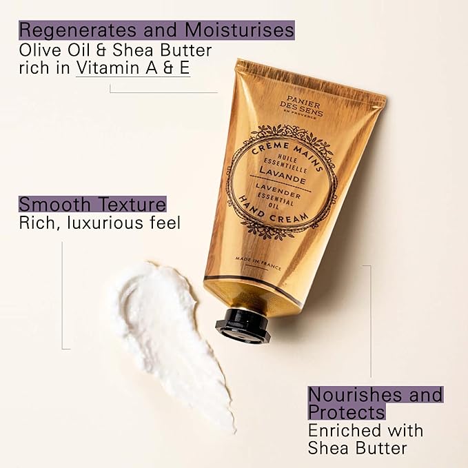 Panier des Sens – Lavender Hand Cream – Moisturizing Hand Lotion for Dry Skin – Premium French Hand Cream, Softening Care for Women, 97% Natural Ingredients, 2.5 Fl Oz