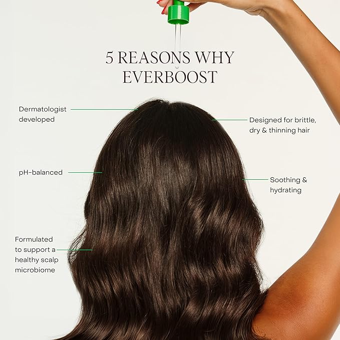Everist EverBoost Multi-Peptide Scalp Serum | Peptides, Caffeine & Postbiotics | Promotes Visibly Thicker & Fuller-Looking Hair | Brittle, Dry & Thinning Hair | Dermatologist Developed & Tested | 60ml