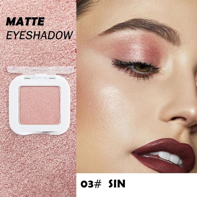 Dusty Pink Champagne Single Eyeshadow Palette, Rose Gold Ice Pink Nude Glitter Cream Eye Shadow Palette Makeup for Older Women, Brightener High Pigment Long Lasting Monochrome Mini Eyeshadow