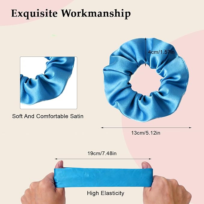 Satin Scrunchies for Women – 8PCS Dopamine Bright Silk Hair Ties – No Crease, Frizz-Free, Vibrant & Energetic Hair Bands for Thick & Thin Hair, Bold Hair Accessories Gifts