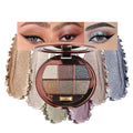 Neutral Brown Gold Shimmer Eyeshadow Palette, 6 Color High Pigment Blendable Glitter Eye Shadow Makeup for Older Women, Lightweight Travel Friendly, Suitable for All Eye Shapes, Daily Glam Look 01#