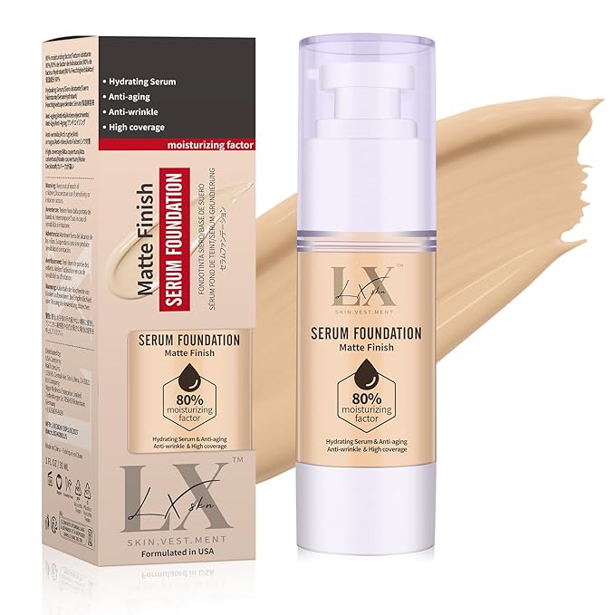 Moisturizing Foundation with 1% Hyaluronic acid, Deep Hydration & High Coverage Serum Foundation for A Smooth & Satin Finish, 301 Medium