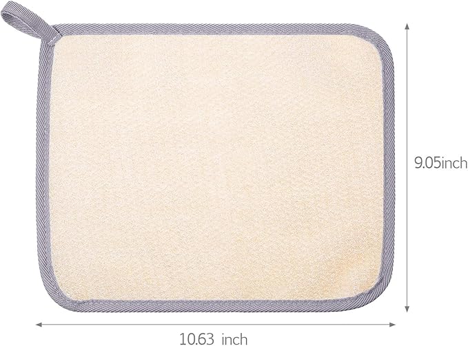 Tatuo 5 Pcs Exfoliating Face and Body Wash Cloths Towel Weave Bath Exfoliating Scrub Massage Bath Cloth for Women and Men, 10.23 x 8.66 Inch(Gray Edge)
