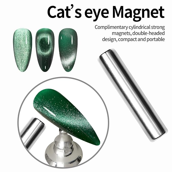 MAYCHAO 15ML Cat Eye Gel Nail Polish 1Pc Green Gel Polish Soak off Holographic Magnetic Nail Polish for Nail Art Manicure Salon DIY at Home, 0.5 OZ
