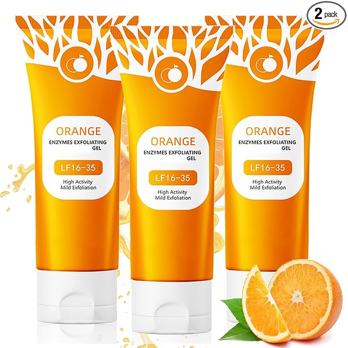 Orange Exfoliating Gel for Face & Body, Orange Exfoliante Scrub Peeling Gel, Exfoliating Cleansing Scrub, Deep Cleansing Moisturizing Facial Exfoliator, Remove Blackheads for All Types Skin (3pcs, 1)