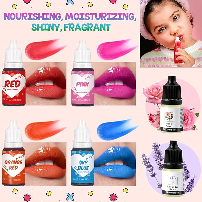 Jcoos Lip Gloss Making Kit, 73PCS Fun Make Your Own Lip Gloss Kit Kids, Beginner, Lipgloss Sets for Girls, DIY Lipstick Set, Moisturizing Lip Oil Base, Gifts for Tween Girls, Teens, Daughters, Women