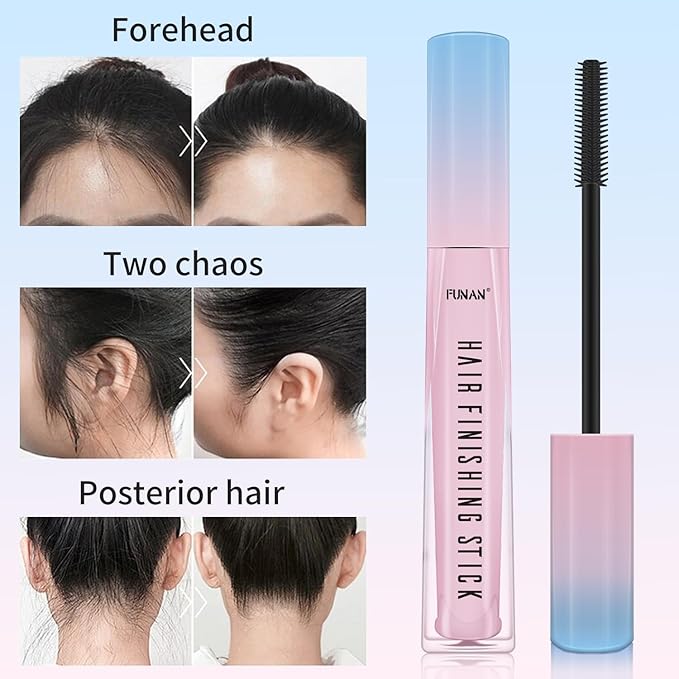 FUNAN 9Pcs hair finishing stick Set with hair finishing stick, hair wax stick, Hair Tail Tools, Hair Comb Kit for Woman Girl Hair Styling, Non-Greasy and Non-Sticky, Edge&Back Brushing(Pink)