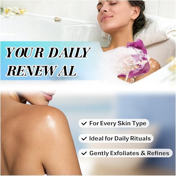 African Net Sponge Authentic Exfoliating Body Scrubber for Shower & Bath, Deep Cleansing Lather for Dead Skin Removal, Back Scrubber Gift for Women & Men（Rose Red & Purple）