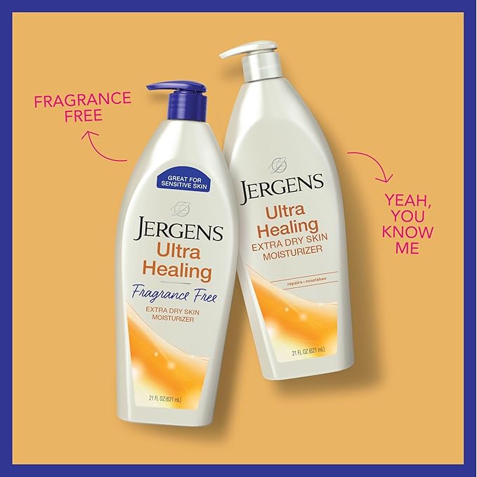 Jergens Ultra Healing Dry Skin Lotion, Hand and Body Moisturizer for Quick Absorption into Extra Dry Skin with Hydralucence Blend, Vitamins C, E and B5, White, 21 oz (Pack of 2)
