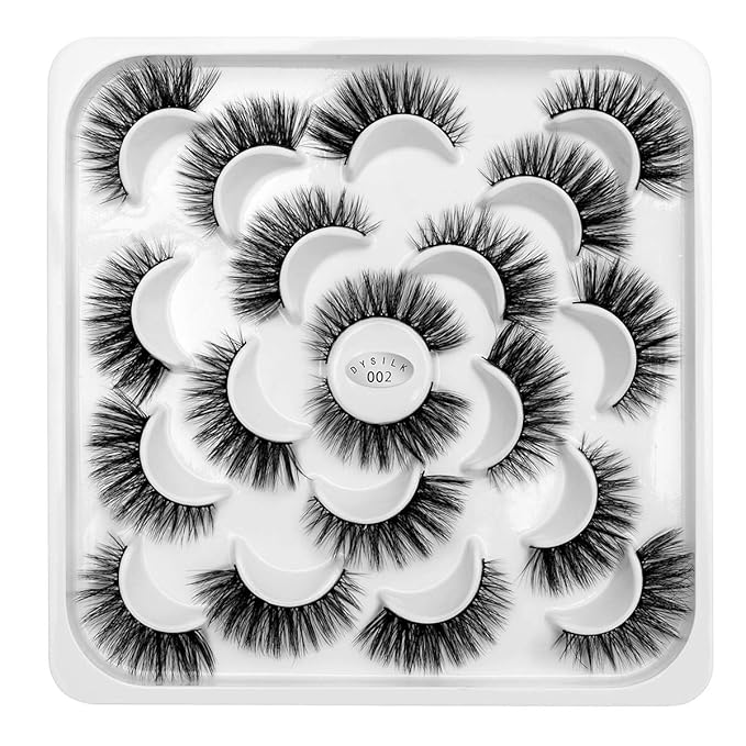 DYSILK Eyelashes Cat Eye Lashes - False Eyelashes Natural 10 Pairs 6D Faux Lashes Pack Fluffy Lashes Wispy Mink Natural Look Fake Lashes Reusable False Eyelashes | 14.5mm