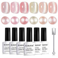 RARJSM Moonlight Silky Diamond Cat Eye Gel Nail Polish Set 6 Colors Nude Purple Pink Champagne Orange Red Sparkle Cateye Glitter Gelpolish with Magnet Stick Curing Requires Home Salon