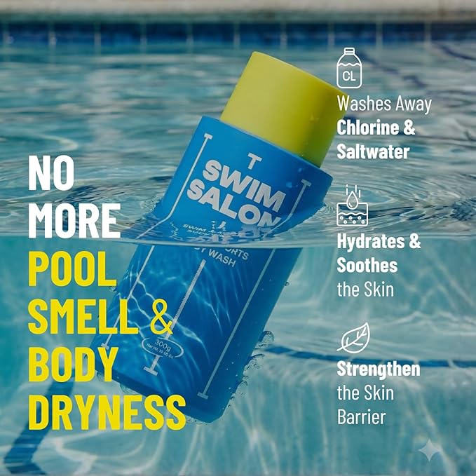 Chlorine Removal Body Wash for Swimmers | Vitamin C Removes Chlorine & Restores Skin Barrier | For Pool, Saltwater & Hard Water | Sulfate-Free, Silicone-Free (10.58 oz, Pack of 2)
