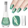 Green Cateye Nail Polish Non Gel, Magnetic Nail Polish Lacquer Quick Dry Effect with Magnet Air Fast Dry Manicure DIY Salon 16ml/0.54 oz