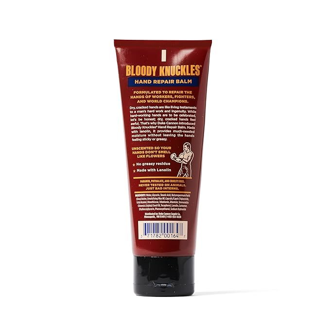 Duke Cannon Bloody Knuckles Hand Repair Balm - Unscented Moisturizing Cream, Non-Greasy Lanolin Formula for Dry, Cracked Hands, 3 oz. (Travel Size)