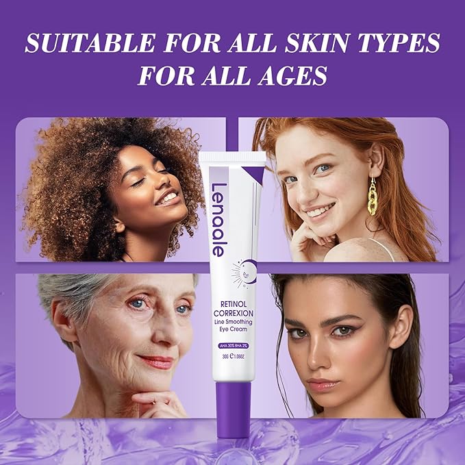 Eye Cream, Retinol Eye Cream for Dark Circles, Puffiness Anti Aging, with Hyaluronic Acid, Peptides and Caffeine, Reduces Bags, Smooths Fine Lines and Wrinkles, Hydrating Firming Eye Treatment