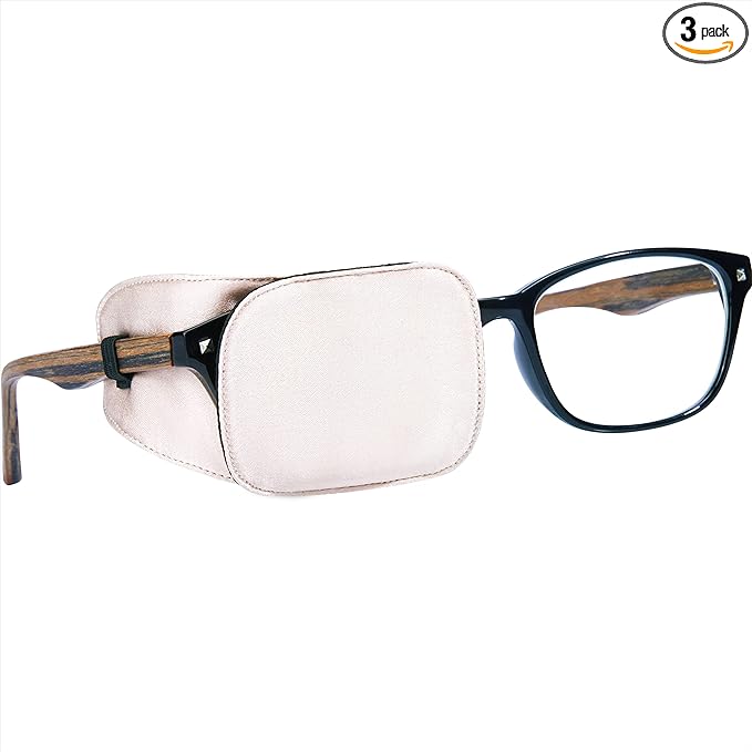 Astropic Silk Eye Patch for Adults Kids Glasses to Cover Either Eye (Medium, Creamy Beige)