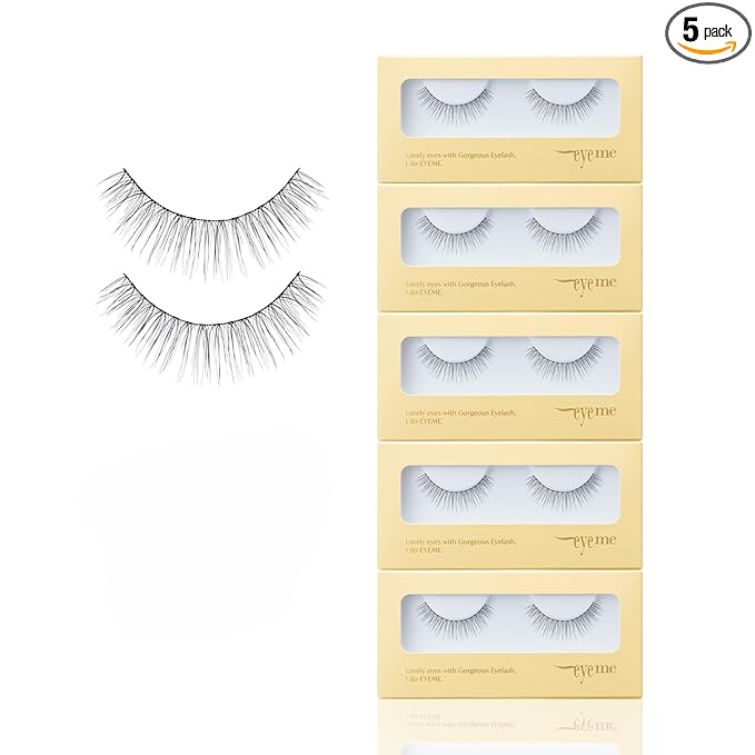 EYEME Eyelash NO.32 – 5 Set Pack, Soft Wispy False Eyelashes with a Natural Extension-Like Look, Lightweight with Longer Center Fibers for Brighter Eyes, K-Beauty