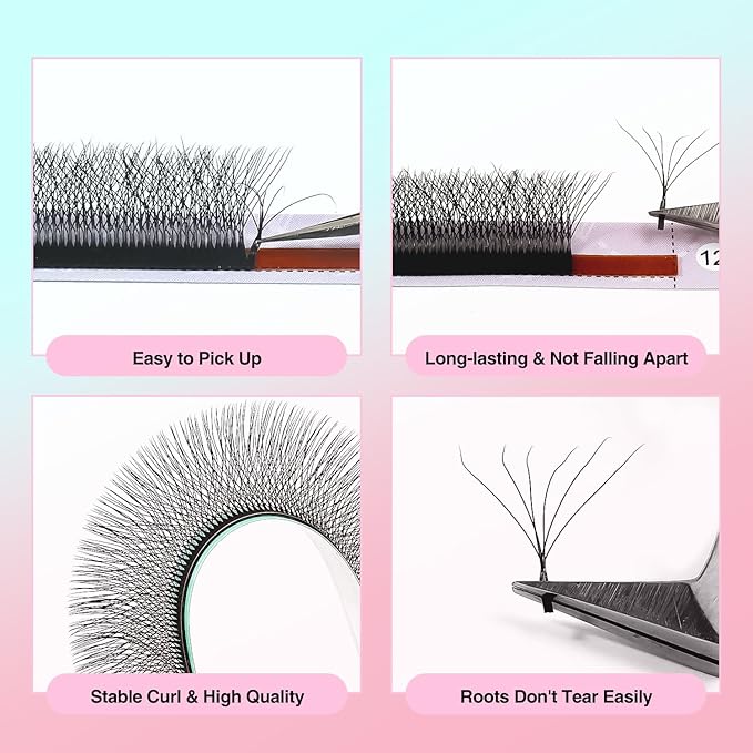 VAVALASH 6D W Shape Eyelash Extension 6D Premade Fans 0.07 D Curl Volume Lash Extensions Easy Fanning False Lashes Matte Black Volume Premade Cluster W Lashes(W Shaped-6D-0.07-D-13mm）