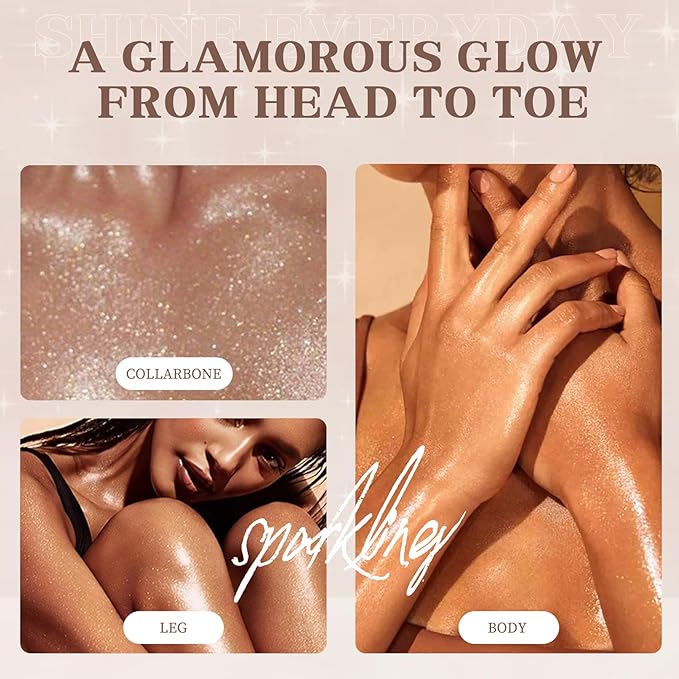 Body Glitter Spray, Body Shimmer Spray Quick Drying Body Glow Shimmer Long-Lasting Shiny Glitter Spray for Women Men for St. Patrick's Day, Party, Concert 2.6 Fl Oz. (Light Green)