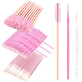 300 PCS Eyelash Extension Supplies Kit, Disposable Micro Applicator Brush, Eyebrow Spoolie, Lip Brush, Mascara Wand Applicator (Light pink)