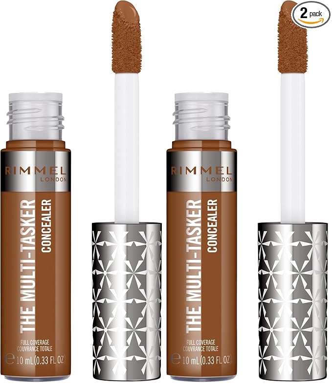 Rimmel London, Multi-Tasker Concealer, 110 Warm Coconut, Crease-Proof, Transfer-Proof, Waterproof, Up To 24-Hour Wear, Vegan Formula, 0.33oz (Pack of 2)