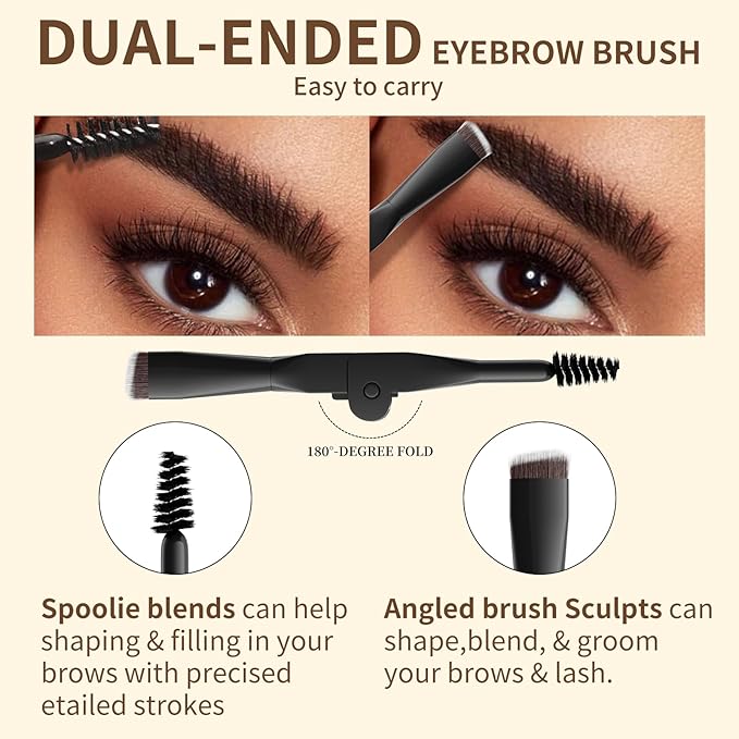 Dual Color Eyebrow Pomade for Women 2-in-1 Waterproof & Sweatproof Brow Gel with Foldable Dual-Ended Brush - Natural Looking, Long Lasting, All-Day Wear for Beginners (Light Brown+Brow Gel)