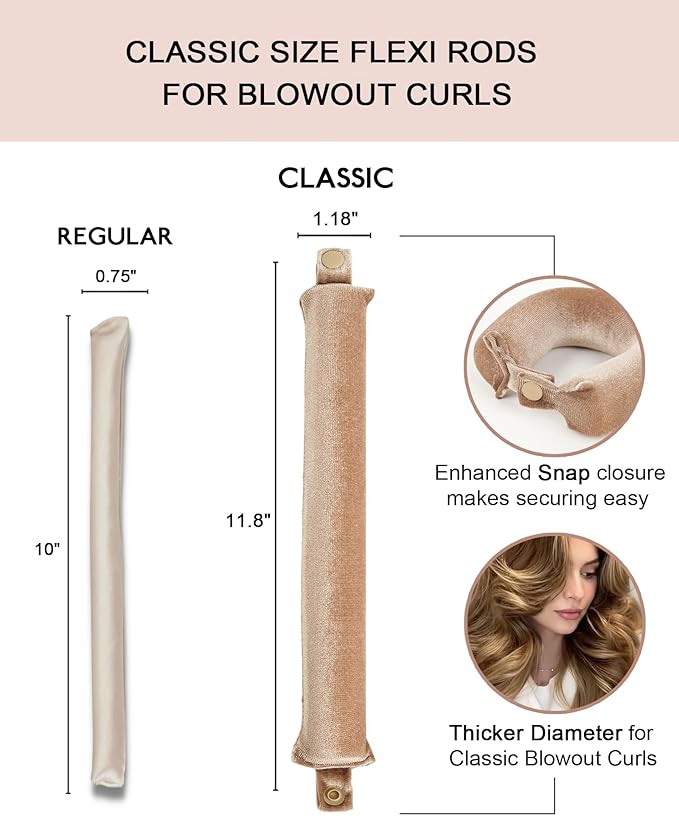 Classic Heatless Curls Overnight Rods - Upgraded Directional Grip Velvet No Heat Hair Curlers to Sleep Hair Rollers Flexible Curling Rods Set for Long Thicker Hair, Full Coverage Larger Silk Scarf