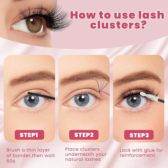 False Eyelash Lash Clusters Kit, Fuller Wispy Lashes for Everyday Glam, Complete Lash Kit with Bond, Seal & Remover, 240PCS 8-16mm with Tweezers and Brush