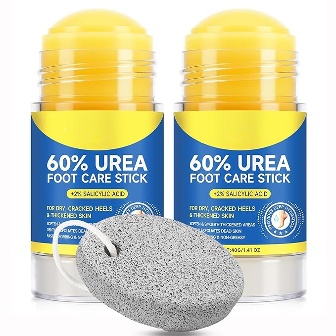 60% UREA Foot Care Stick + 2% Salicylic Acid & Lava Pedicure Tools – Maximum Strength Urea Foot Exfoliating Cream for Cracked Heels & Dry Skin, Exfoliating & Moisturizing Balm, Foot Care Kit