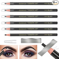 Waterproof Eyebrows Pencil Tattoo Makeup And Microblading Supplies Kit-Permanent Eye Brow Liners In 5 Colors Waterproof Eyebrow Pencils Peel - Brow Pencil Set For Marking (6 Black)