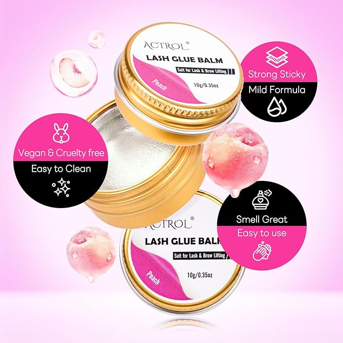 Lash Lift Glue Balm Eyelash Lifting Perm Peach Strong Hold Lash&Brow Perm Glue Balm Brow Adhesive Powerful Sticky Brow Lamination 0.35Oz/10G