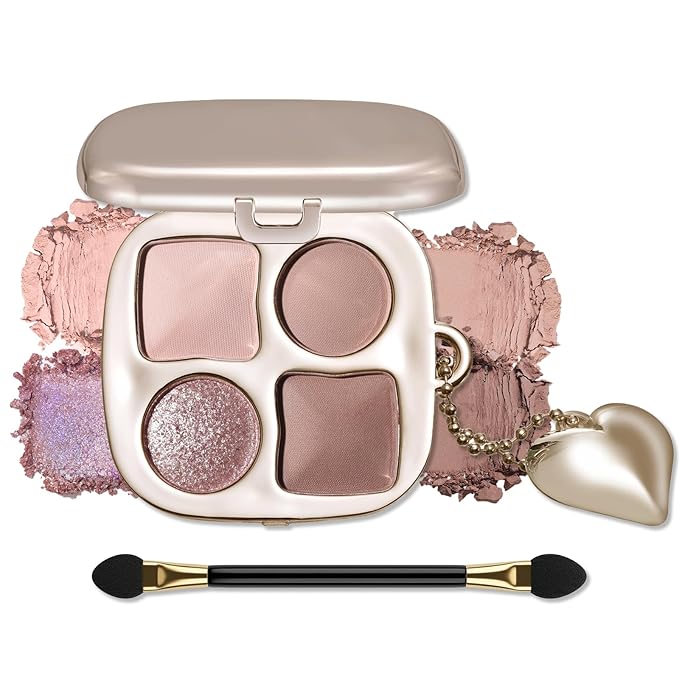 Erinde Nude Soft Mauve Brown Eyeshadow Palette with Mirror, Matte & Shimmer High Pigment Eye Shadow, Blendable Long-Lasting Everyday Eye & Contour Makeup Palette, Perfect for Blue, Green & Brown Eyes