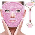 ZNÖCUETÖD Ice Face Facial Jade Roller and Ice Face Mask Cold Cooling Gel Mask Gift Set for Women Aging Wrinkles Lifting Firming Puffy Eyes, Eye Face Neck Roller Massager SPA Tools