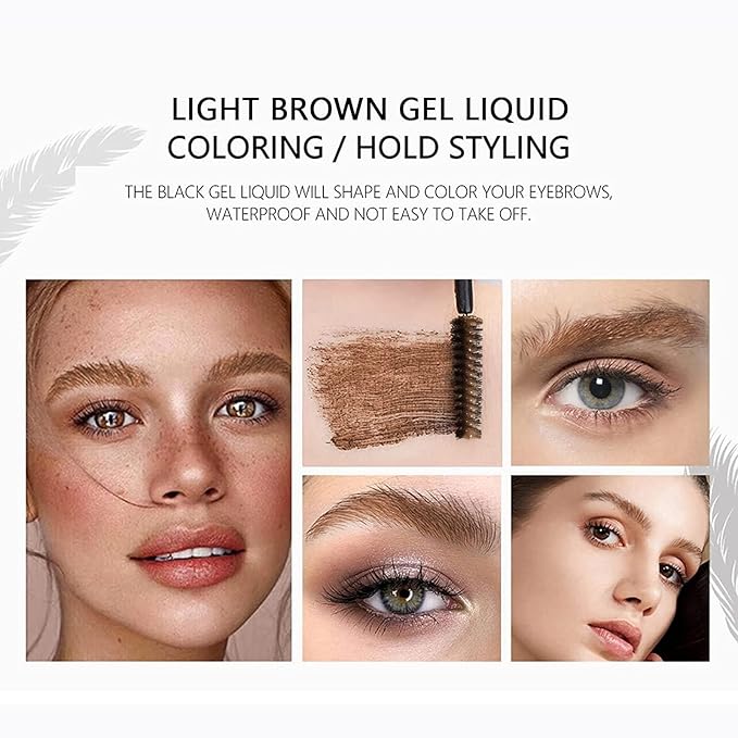 DAGEDA Light Brown Eyebrow Setting Gel, Brow Fix Gel, Waterproof And Sweat-Proof Eyebrow Repair Liquid Brows Styling Beauty Salon Home Use Makeup