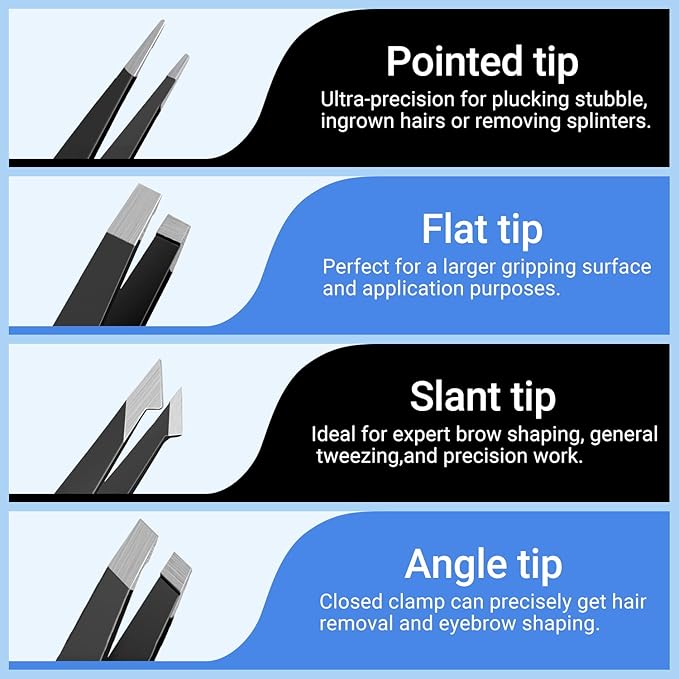 TsMADDTs Eyebrow Kit, 8 in 1 Eyebrow Trimmer Scissors, Tweezers for Women, Razor, Brush with Travel Bag, Tweezers Set for Women and Men, Professional Shaping Grooming Kit