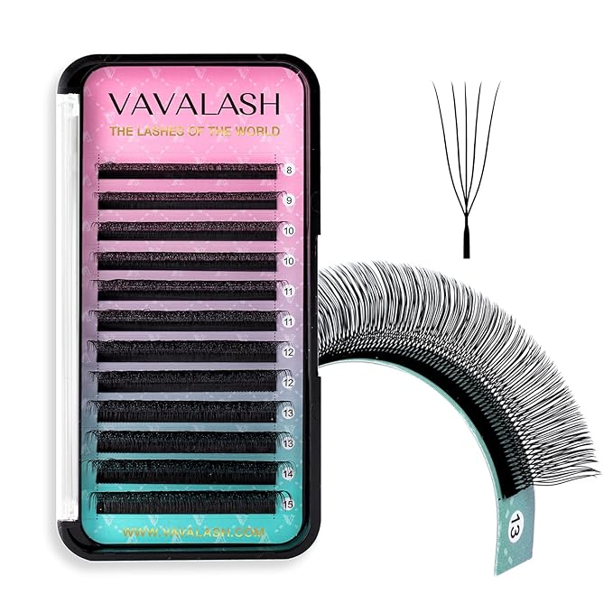 VAVALASH U 5D Lash Extensions D Curl 0.07mm 8-15mm Mix Tray 5D UU Lash Fans Eyelash Extension U Shaped Natural Wispy Volume Lashes Extension Soft Matte Black Lashes (U-5D-0.07-D-8-15mm)