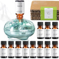 Waterless Diffuser with 12 Pack Hotel Fragrance Oils, Battery Operated Nebulising Diffuser for Home, Luxury Essential Oil Blend Inspired by 5-Star Hotels, Aromatherapy Gift Set