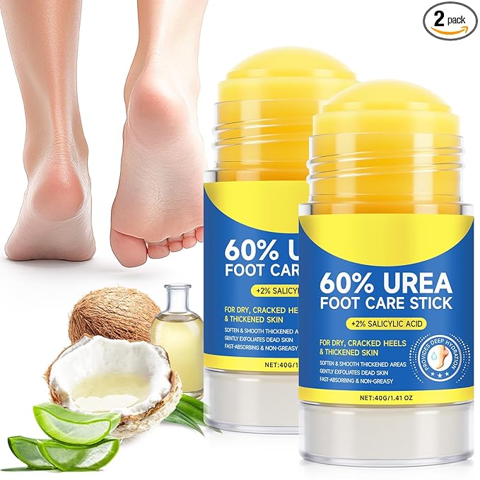 60% Urea Cream Stick with 2% Salicylic Acid, Maximum Strength Urea Foot Cream for Dry Cracked Heels, Callus Remover, Rapidly Softens the Hardest, Thickest Skin. Visible Smoothness in Days, Non-Greasy