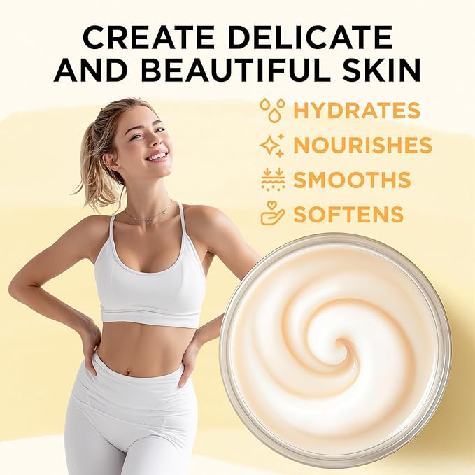 Vanilla Whipped Body Butter for Vanilla Scent Whipped Body Butter for Women, Shea Body Moisturizer for Dry Skin, Gentle Hydration with Long Lasting Moisture-3.4 floz+6.8 floz
