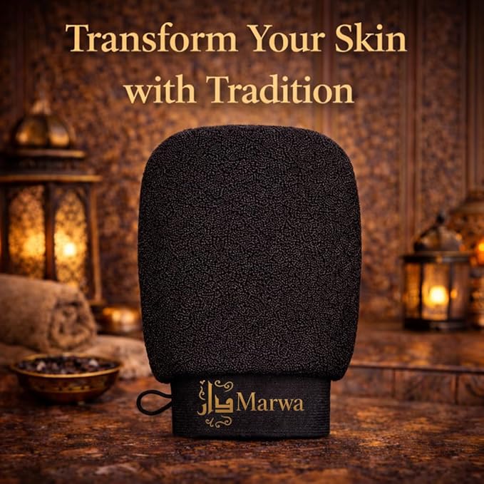 Moroccan Kessa Exfoliating Glove Rough – Deep Hammam Body Scrub Mitt by Dar Marwa – Dead Skin & Callus Remover – Heavy Duty – Made in Morocco