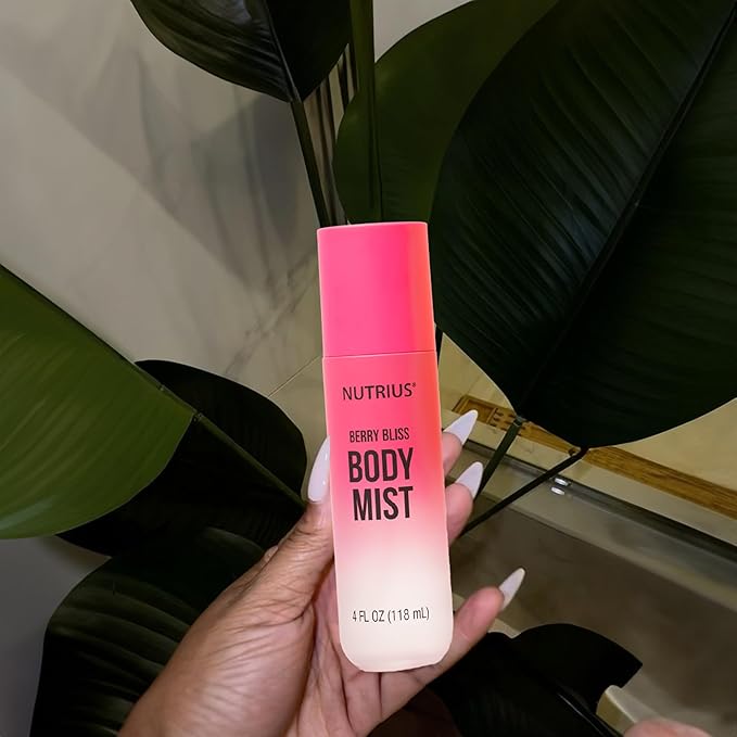 Nutrius Body Mist for Women, Berry Bliss Scent, Hydrating Fragrance Body Spray with Plum, Jasmine & Vanilla Musk, Long Lasting Body Mist, Vegan, Cruelty Free, 4 fl oz