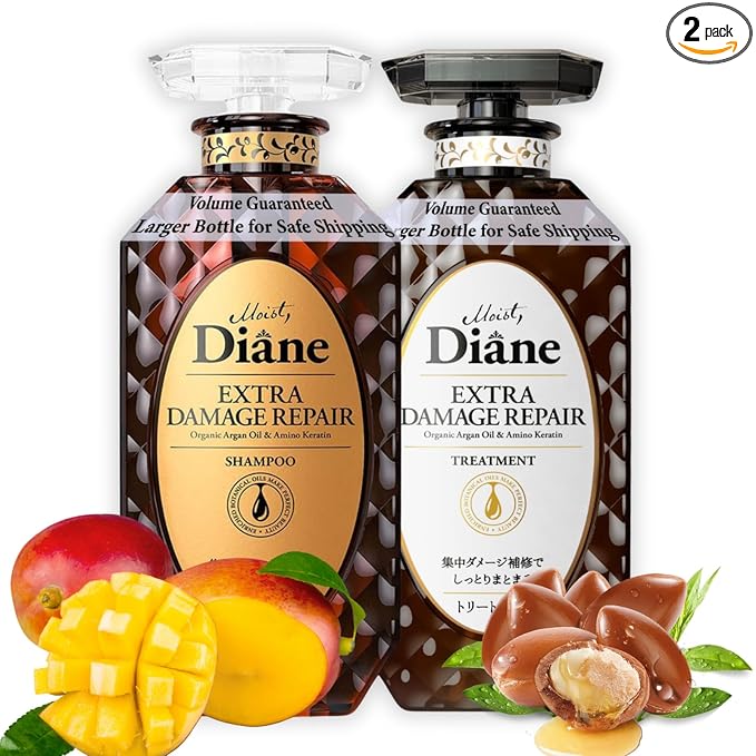 Moist Diane Hair Repair Shampoo and Conditioner for Women & Men, Argan Oil Shampoo and Conditioner Set with Herbal Oils, Collagen, Keratin& Ceramides in Japan, Silicone& Sulfate Free DAMAGE REPAIR