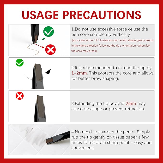 Browcharm Microblading Eyebrow Pencil,0.1mm Ultra-Fine Tip,3-in-1 Waterproof Eyebrow Pencil,with Eyebrow Powder&Eyebrow Brush,Hair-Like Strokes,Shapes,Fills Brow Makeup (06 Khaki Brown)