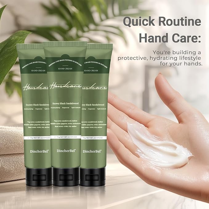 DincherBel Niacinamide 5% Hand Cream with Vitamin C - Deeply Hydrating Moisturizer for Dry Skin, Luxury Perfume Scented Non-Greasy Cream with Shea Butter Oil - 7.92 fl oz
