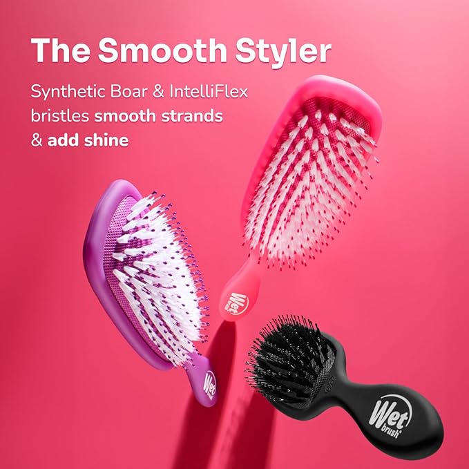 Wet Brush Smooth Styler Hair Brush, Pink Frost, Exclusive Ultra-soft IntelliFlex Bristles, Synthetic Boar Bristles, Shiny And Smooth, For All Hair Types, For Women, Men, Wet And Dry
