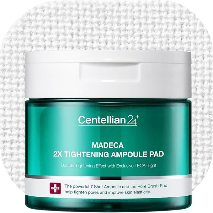 CENTELLIAN 24 Madeca Double Tightening Ampoule Pad (5.58fl oz x 60 pcs) - Pore Minimizer, Hydrating & Exfoliating Pads for Smoother Skin Texture, Vegan Certified, Korean Skin Care