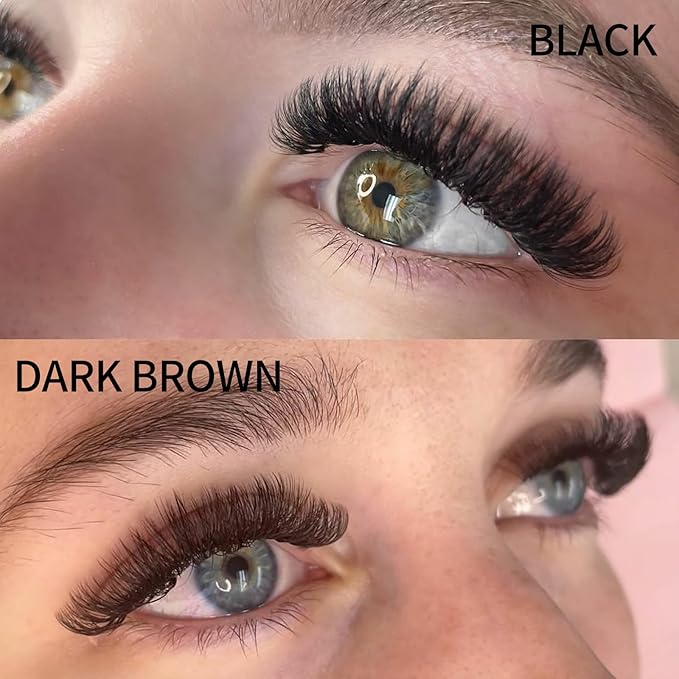 Volume Lash Extensions 10D Brown Premade Fans 500 PCS 0.07mm 9-16mm Mixed C/D Curl Short Stem Premade Volume Eyelash Extensions Pointed Base Fans by WENDY LASHES (500PCS-10D-0.07-C, 9-16mm MIXED)